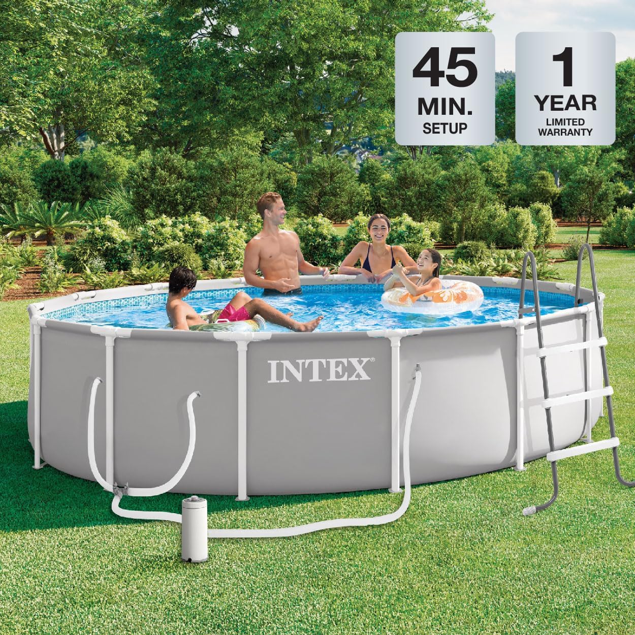 Piscina Redonda Desmontable de Tubo 15 pies x 42" Incluye Filtro y Escalera Intex 26723EP INTEX