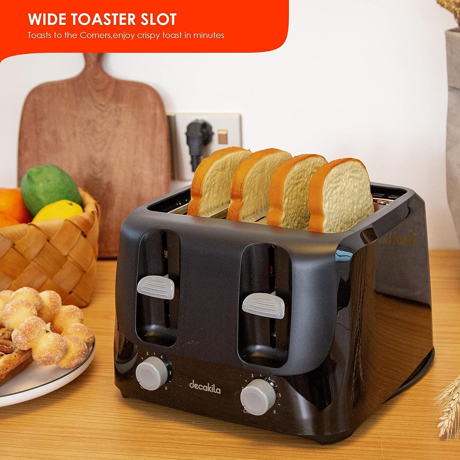 Tostadora de 4 Rebanadas Eléctrica 1400W Decakila KUTS003W