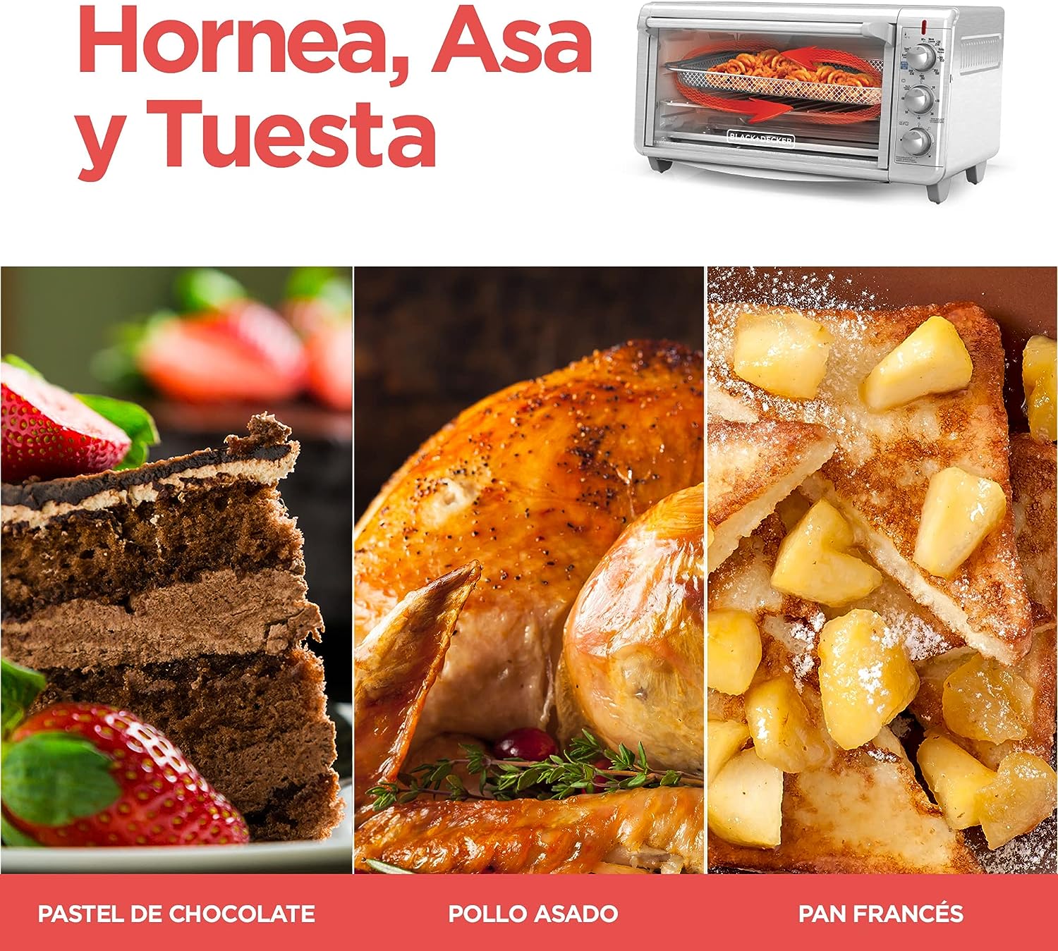 Horno con Freidora de Aire Extra Amplio Black and Decker TO3265XSSLA BLACK + DECKER