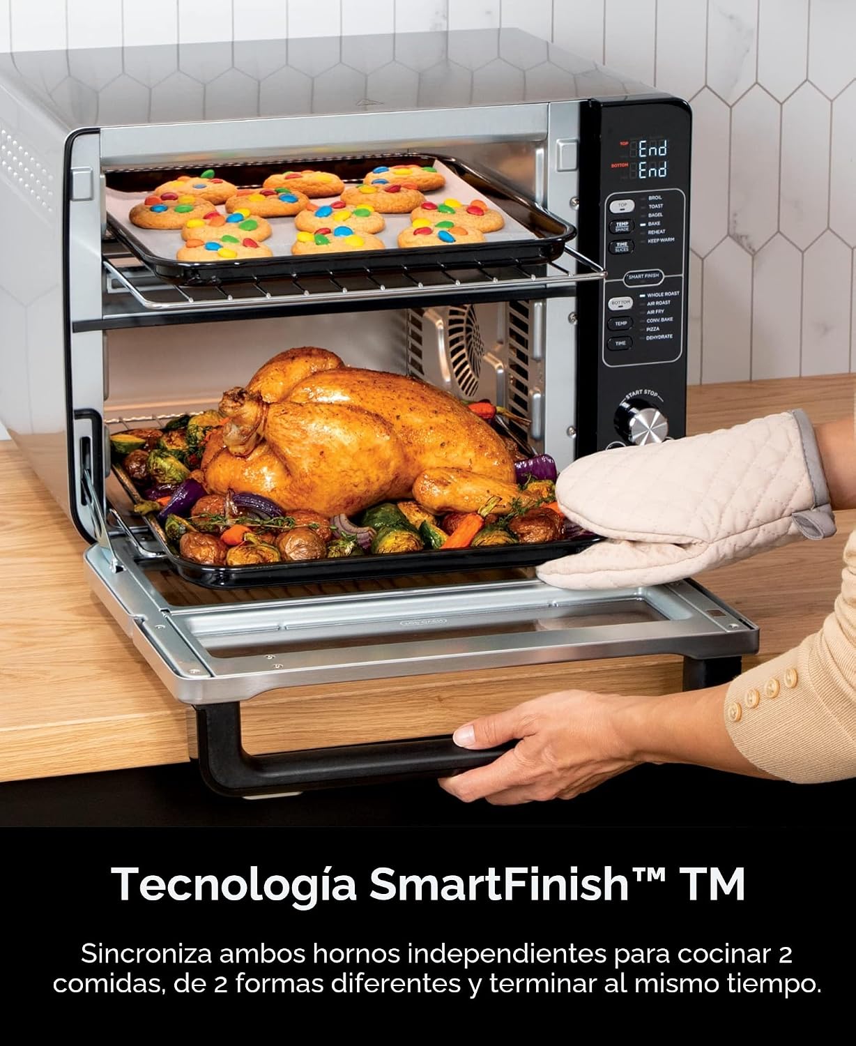 (LLEGANDO 10 DE AGOSTO) Horno Freidora de Aire Ninja DCT401 12 en 1 Double Oven con FlexDoor™, Convección y Air Fry | Acero Inoxidable