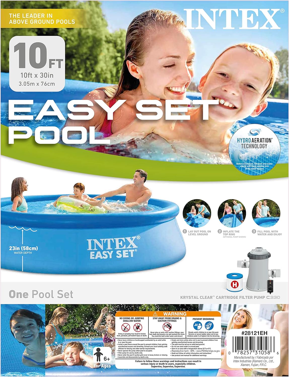 Piscina Inflable Easy Set 10pies x 30plg Set con Bomba de Filtro de Cartucho Intex 28121 INTEX