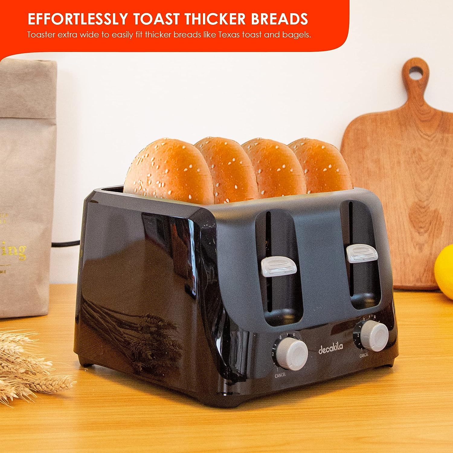 Tostadora de 4 Rebanadas Eléctrica 1400W Decakila KUTS003W