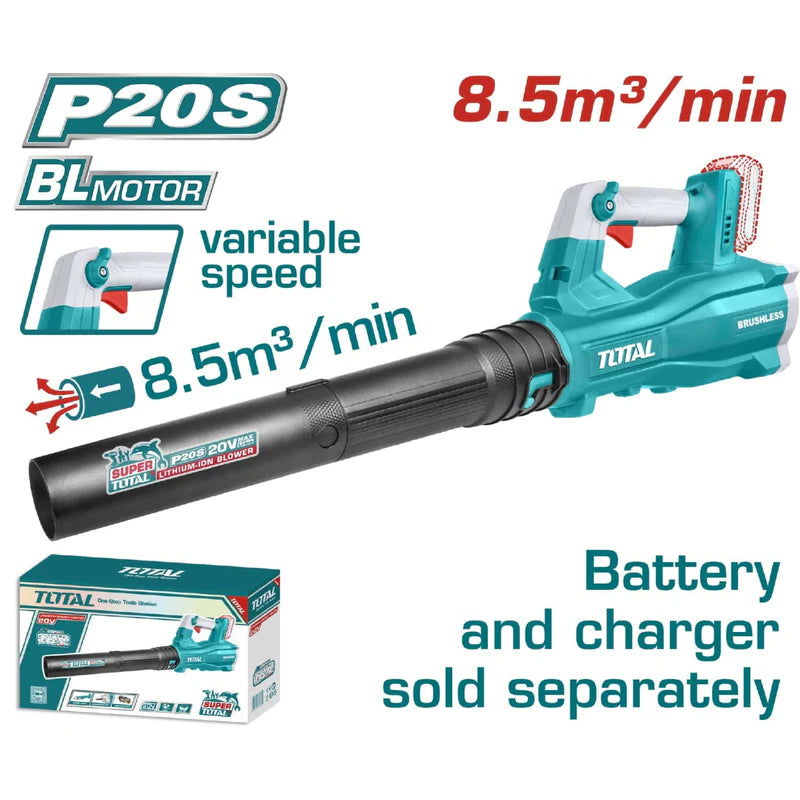 Soplador De Batería 20V Inalámbrico De Iones De Litio (SIN CARBONES) Total TABLI20428