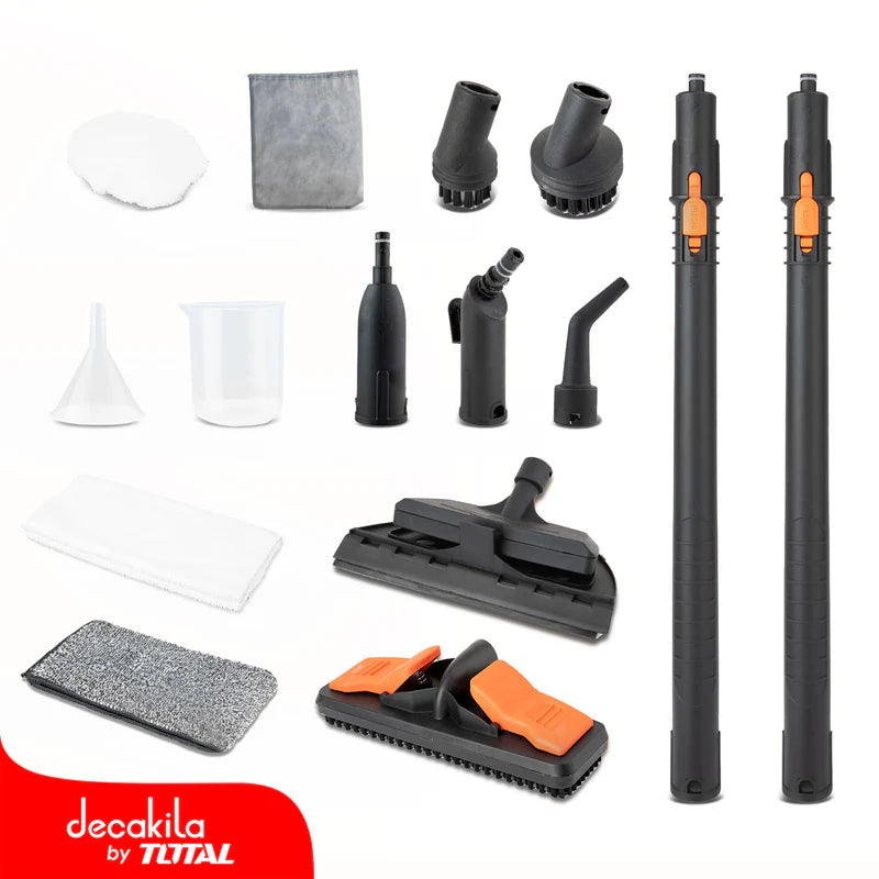 Limpiadora A Vapor 1800W, 120V/60Hz , 1.3 L ,Incluye Accesorios. Decakila KUEN017W DECAKILA