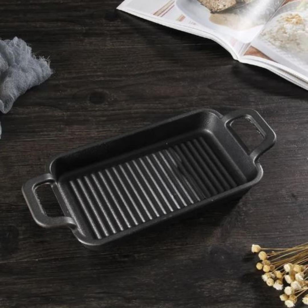 Mini Bandeja de Hierro Fundido con Tabla de Madera 86053