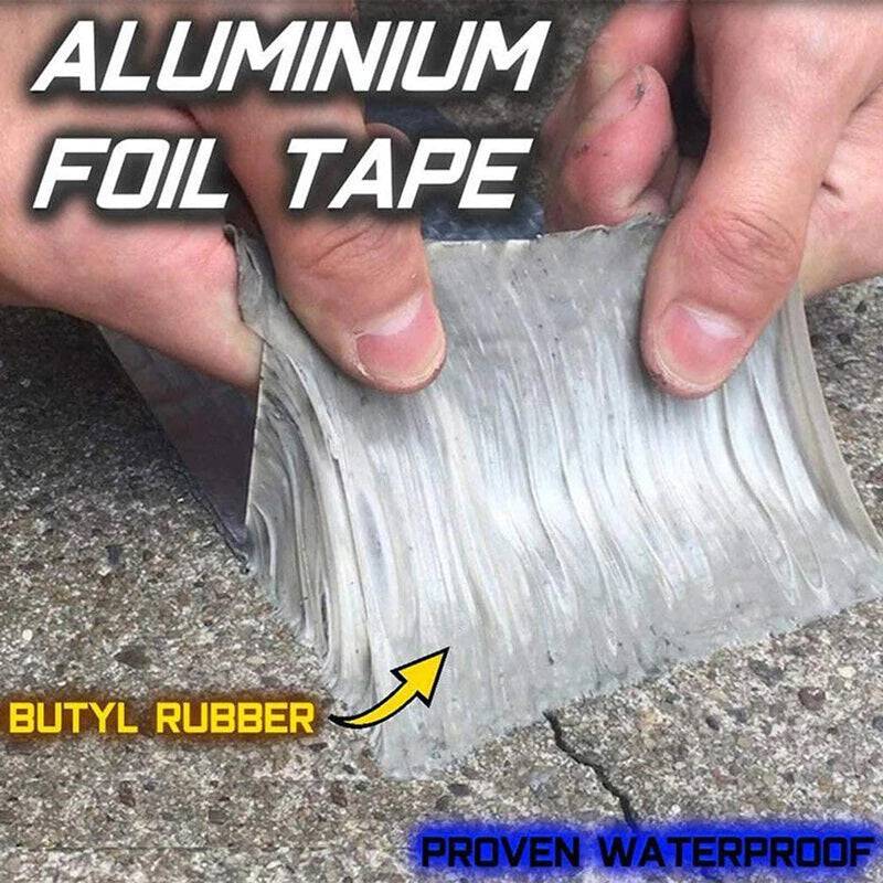 Cinta Tapagoteras Goma De Butilo Y Aluminio Iseal-Band Para Filtraciones De Techo. 4¨Ancho X 5 Mts Largo Duración 30 Años. Sellado Definitivo TS008.1 CARBONE