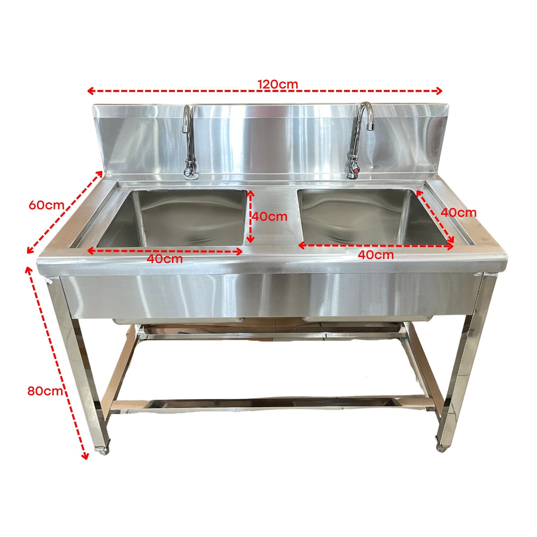 Fregador Industrial Doble con Grifos de Acero Inoxidable 201 0569 Selecto