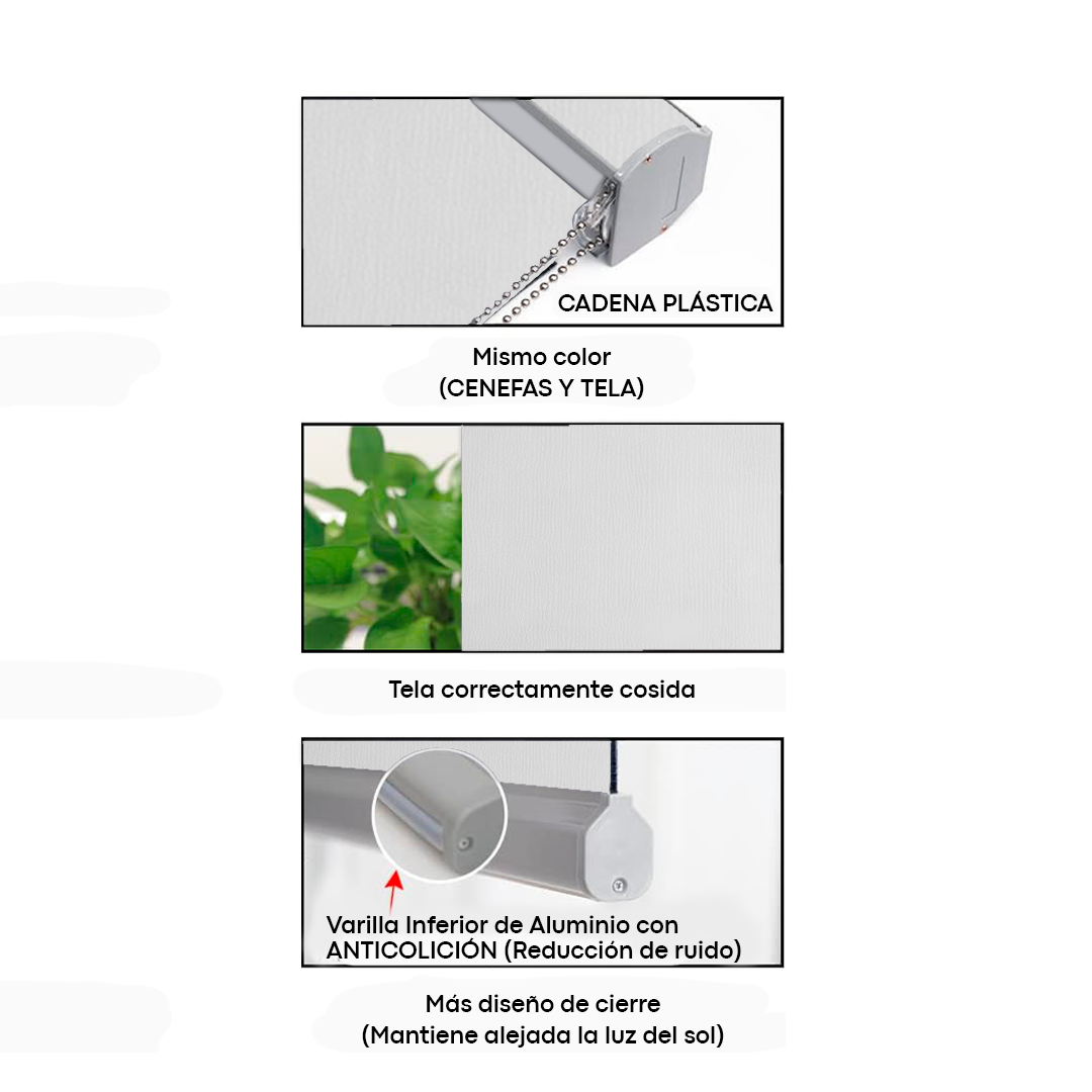 Cortina Enrollable Blackout Blanco 1.10m a 1.90m 3909 Selecto