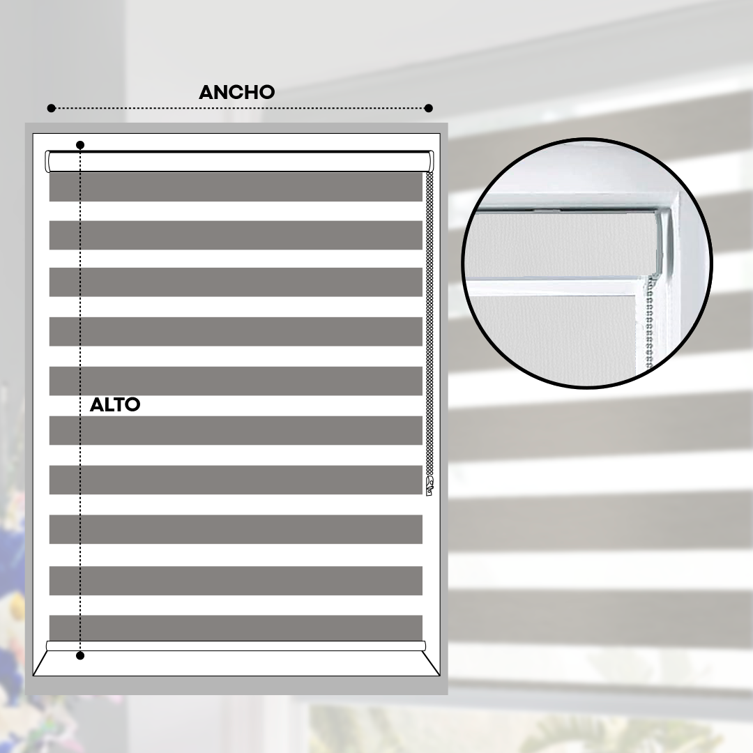 Cortina Enrollable Blackout Blanco 1.10m a 1.90m 3909 Selecto