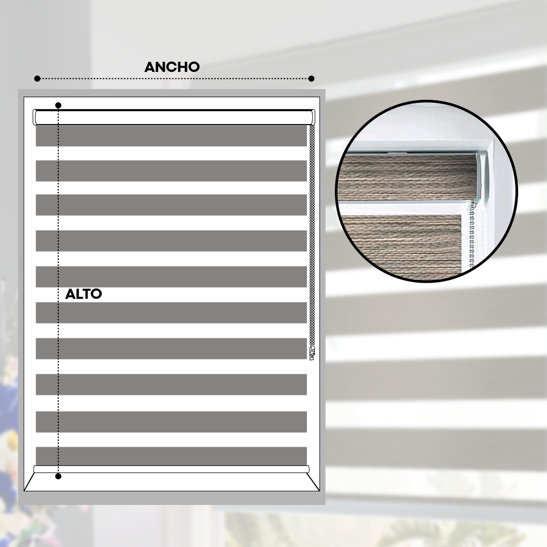 Cortinas Enrollable Zebra 1.10m a 1.60m E308 Selecto