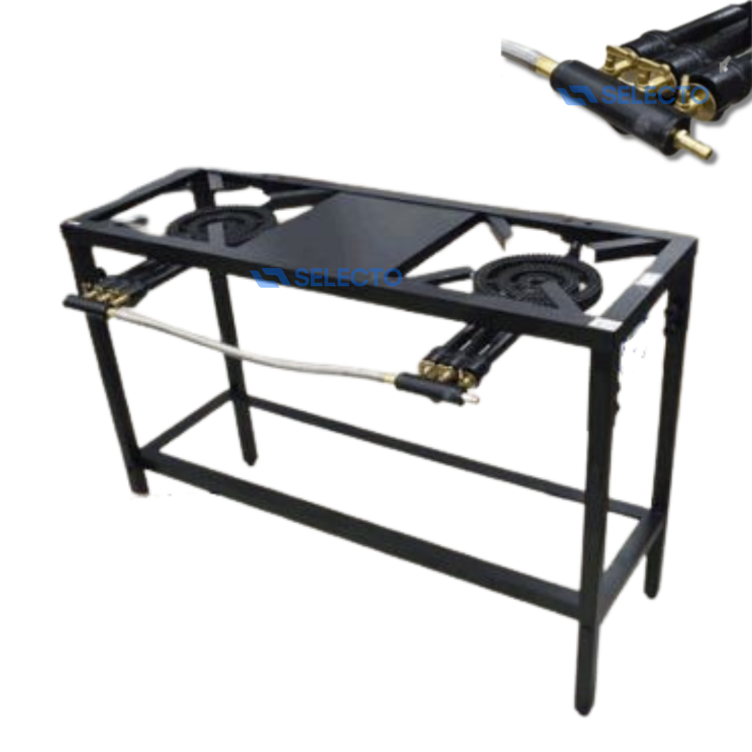 Estufa de Hierro Industrial con Patas 2 Quemadores de 3 Llaves STB-20-7-3L