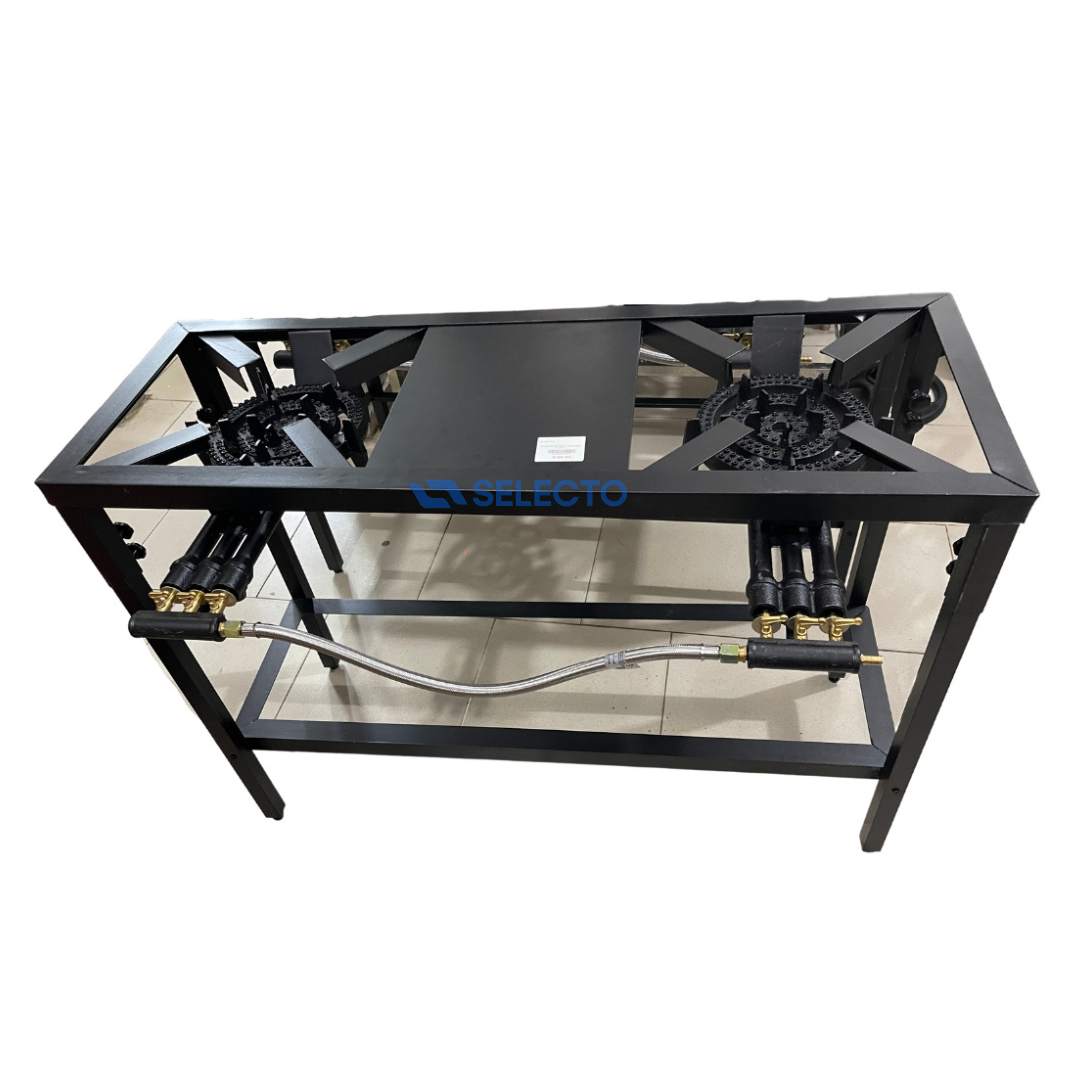 Estufa de Hierro Industrial con Patas 2 Quemadores de 3 Llaves STB-20-7-3L Selecto