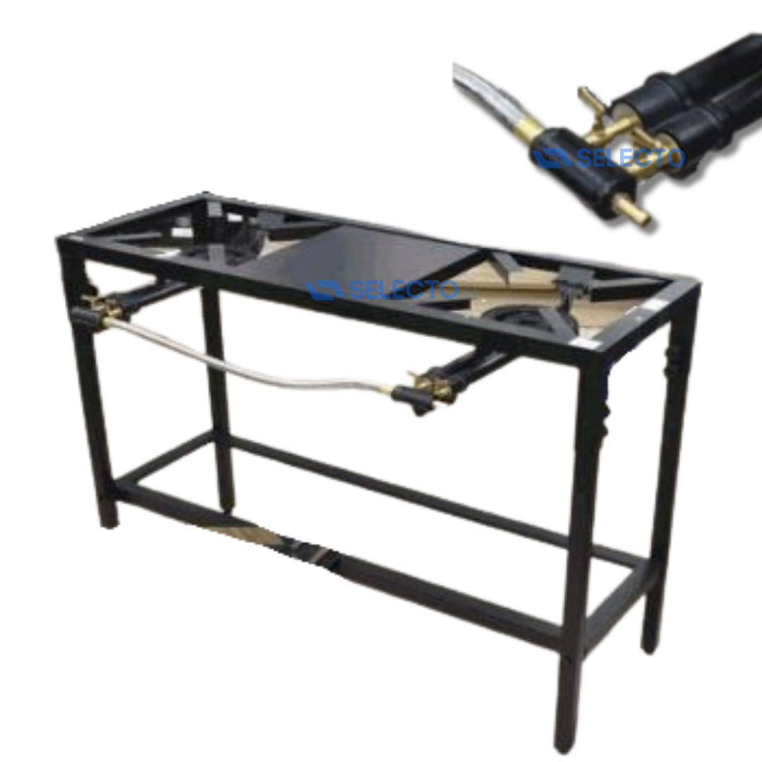 Estufa de Hierro Industrial con Patas 2 Quemadores de 2 Llaves a Gas STB-20-9-2L Selecto