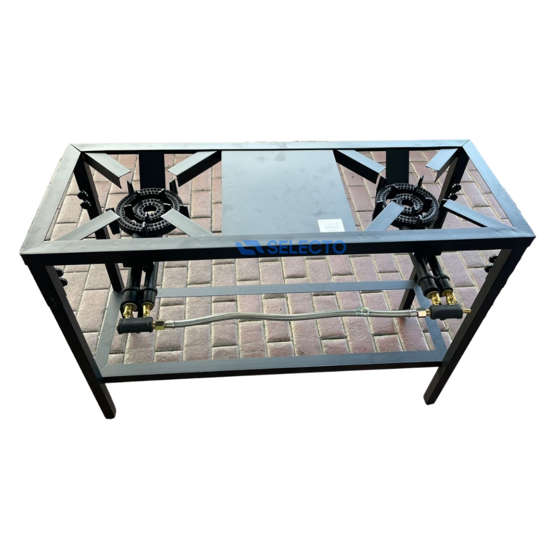 Estufa de Hierro Industrial con Patas 2 Quemadores de 2 Llaves a Gas STB-20-9-2L Selecto
