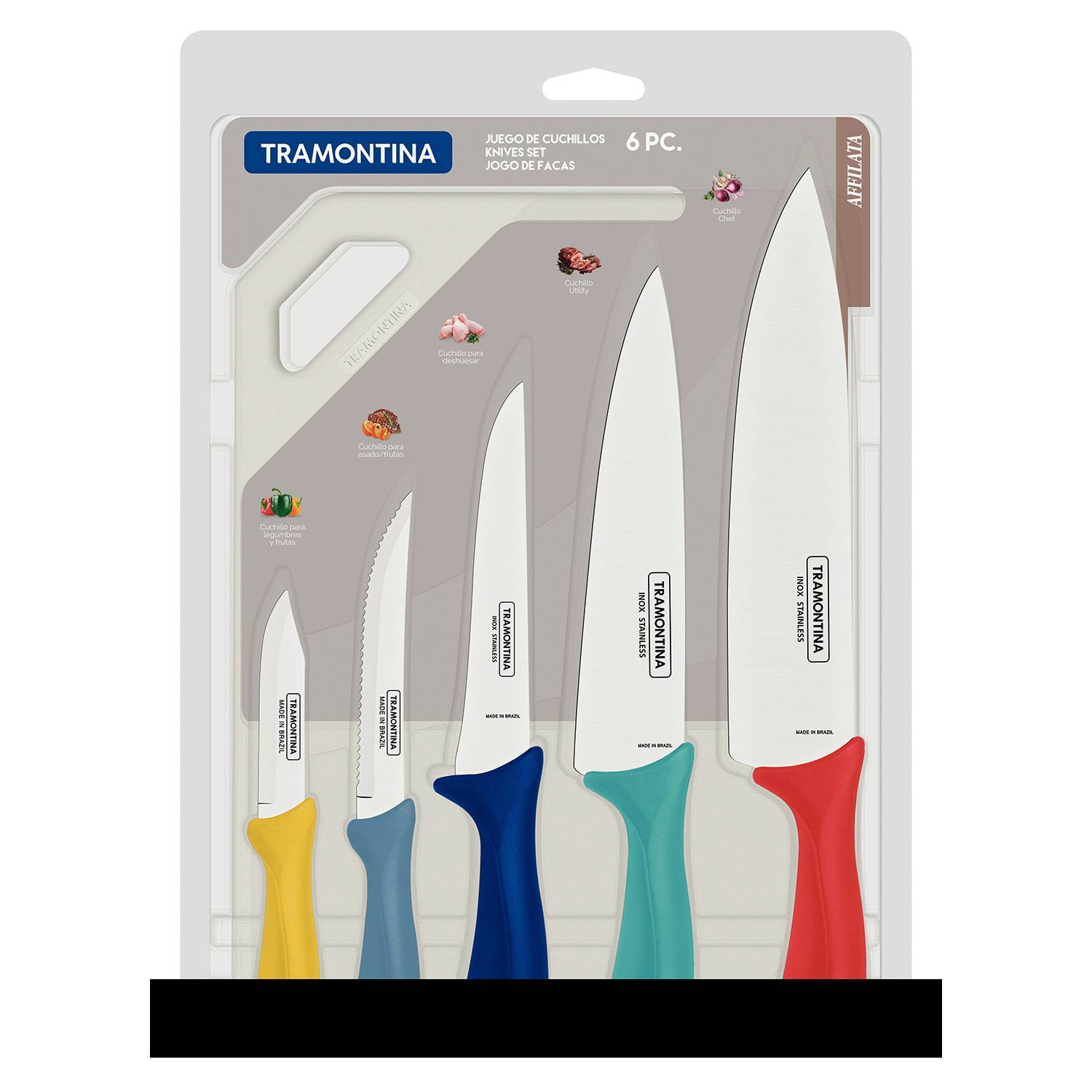 Set de Cuchillo 5 Piezas +1 Tabla de Picar Tramontina 23699956 TRAMONTINA