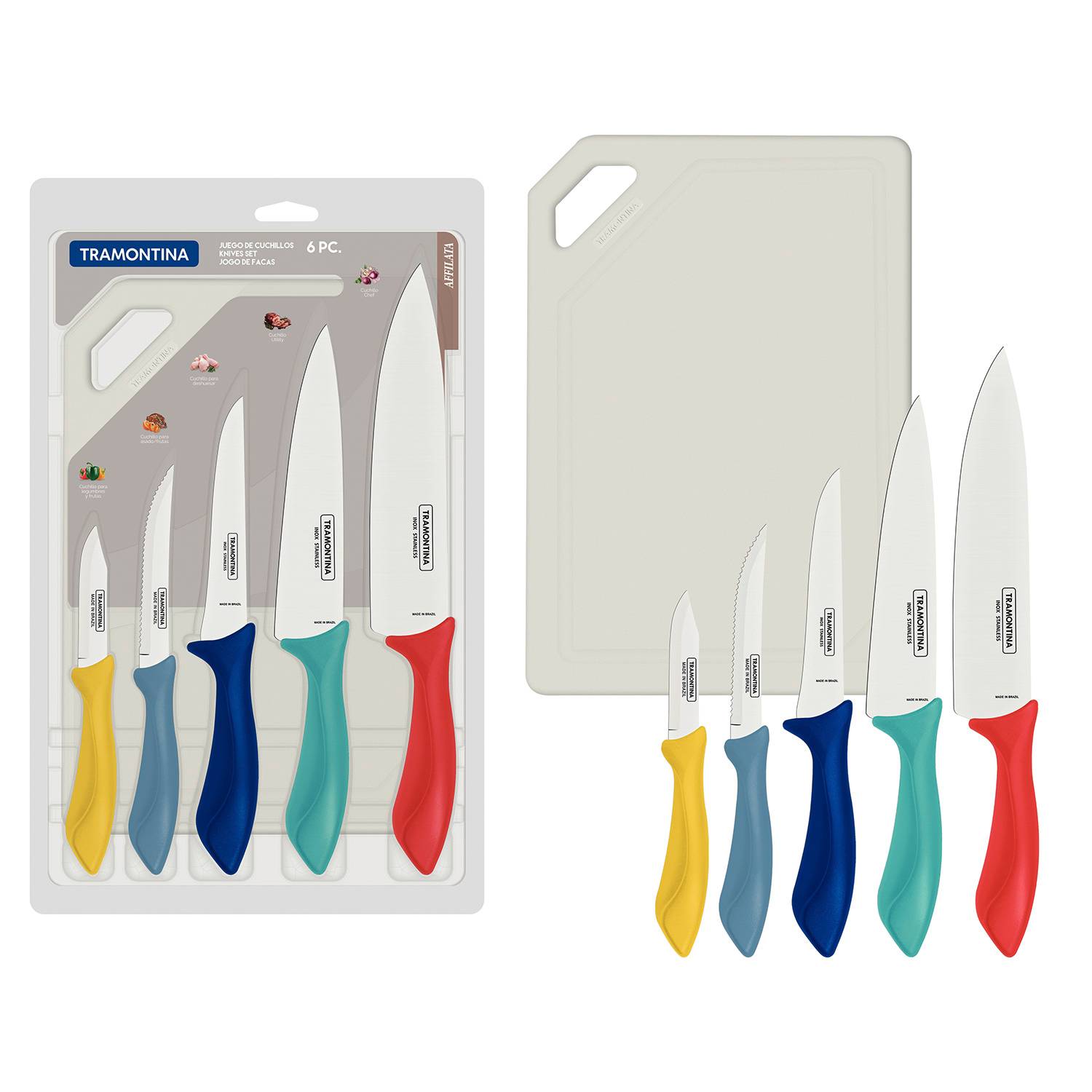 Set de Cuchillo 5 Piezas +1 Tabla de Picar Tramontina 23699956 TRAMONTINA