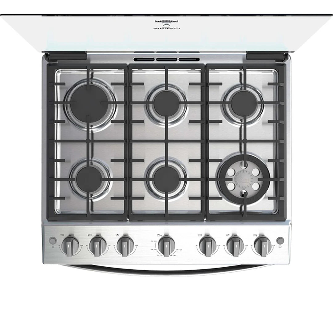 Estufa con Horno a Gas Whirlpool LWFR5000D de 30 Pulgadas con 6 Quemadores Xpert Flamma y Parrillas de Hierro Fundido