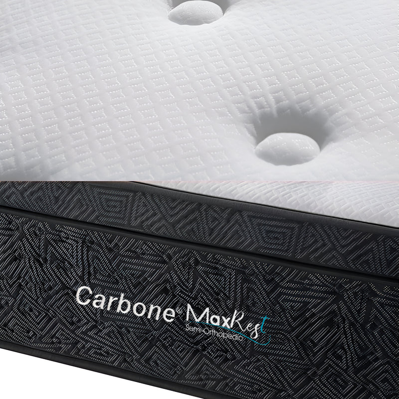 Colchones Semi Ortopédicos Empacados Al Vacío Max Rest Con Resortes, 35Cm Espesor (14") Alta Calidad Eco Comfort. Anti Acaros CARBONE