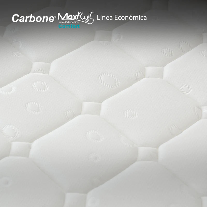 Colchones Semi-Ortopédicos Empacados Al Vacío Max Rest. Línea Económica Con Resortes, 23Cm (9") Espesor. Textil Bekaert Deslee Original De Belgica Nivel De Firmeza 5. CARBONE