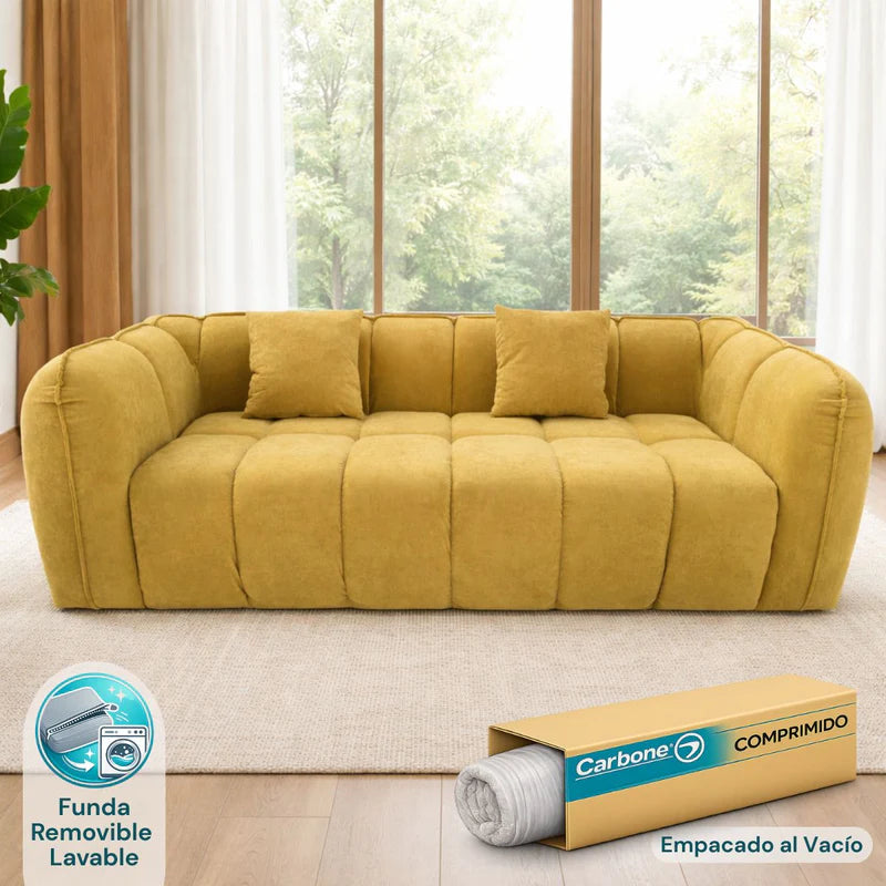 Sofá Empacado Al Vacio Memory Foam De Alta Densidad 220X98x70cm Color Yellow 14 KX-08 Selecto