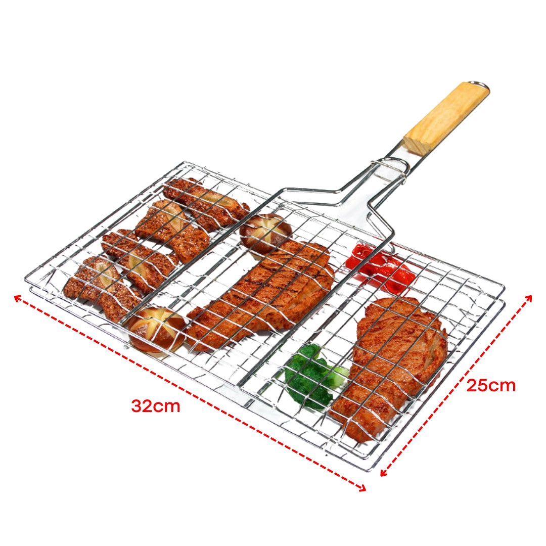 Rejilla con Mango de Acero Inox. para Barbacoa 32x25cm