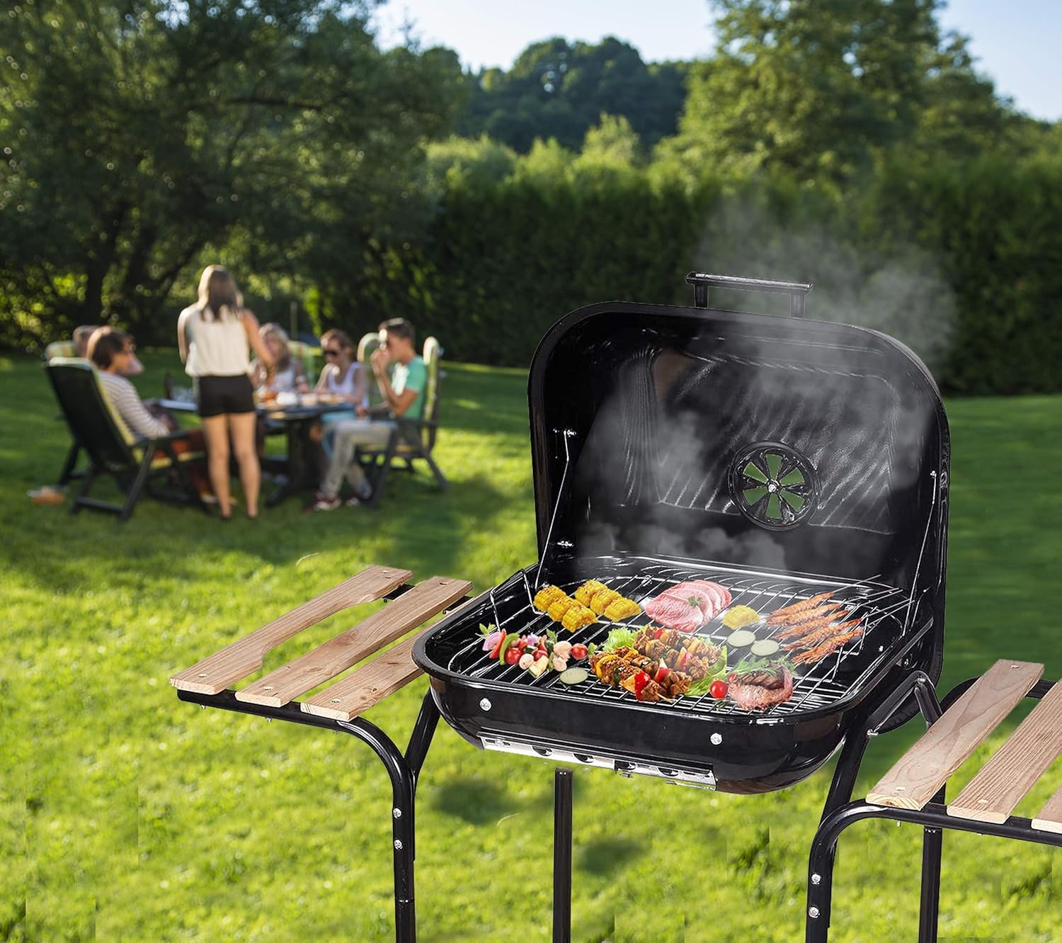 Asador Parrilla Barbacoa a Carbón con Rueditas 18" BP-2086 BBQ. Selecto