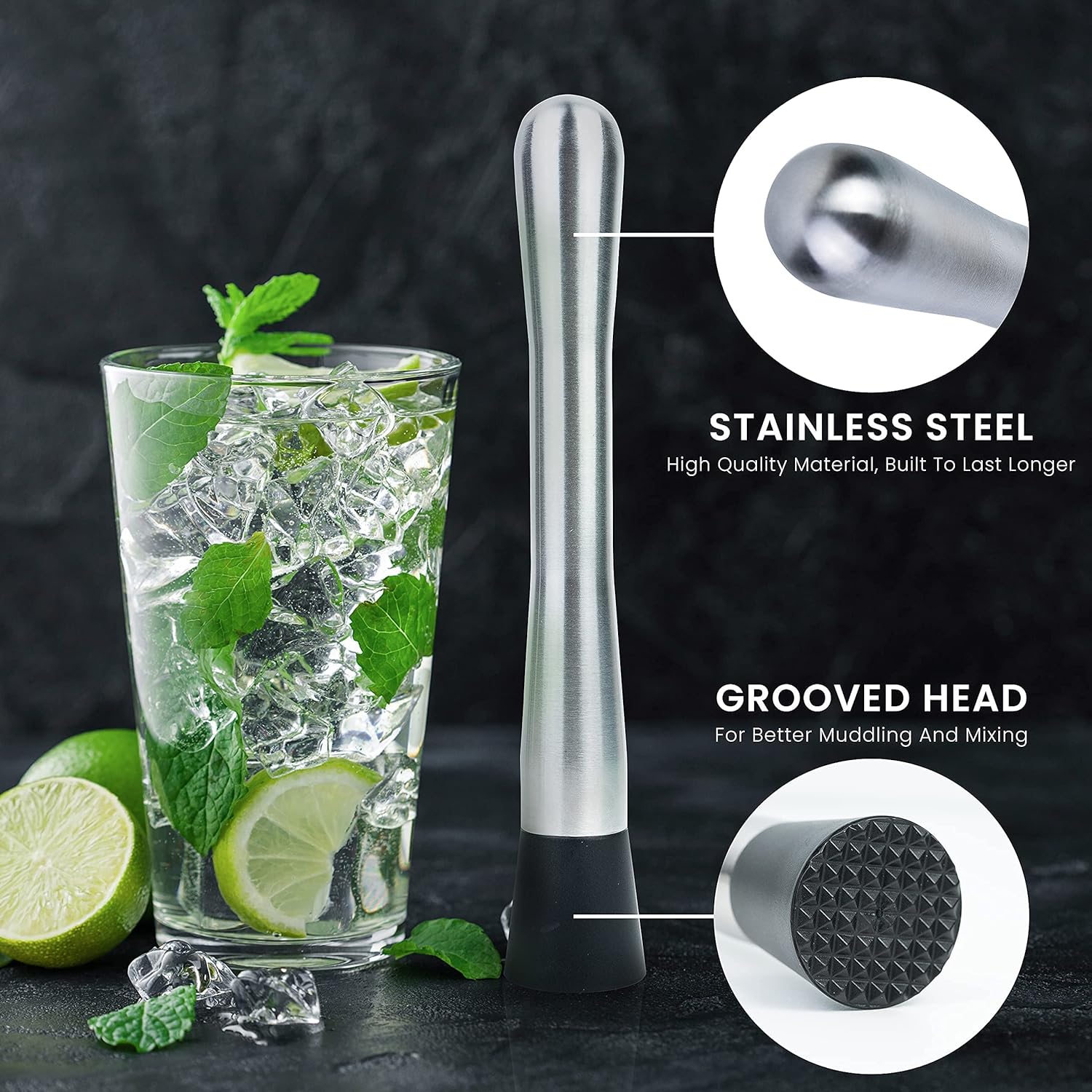 Macerador de Acero Inoxidable para Coctel de 9" MI-4210 Selecto