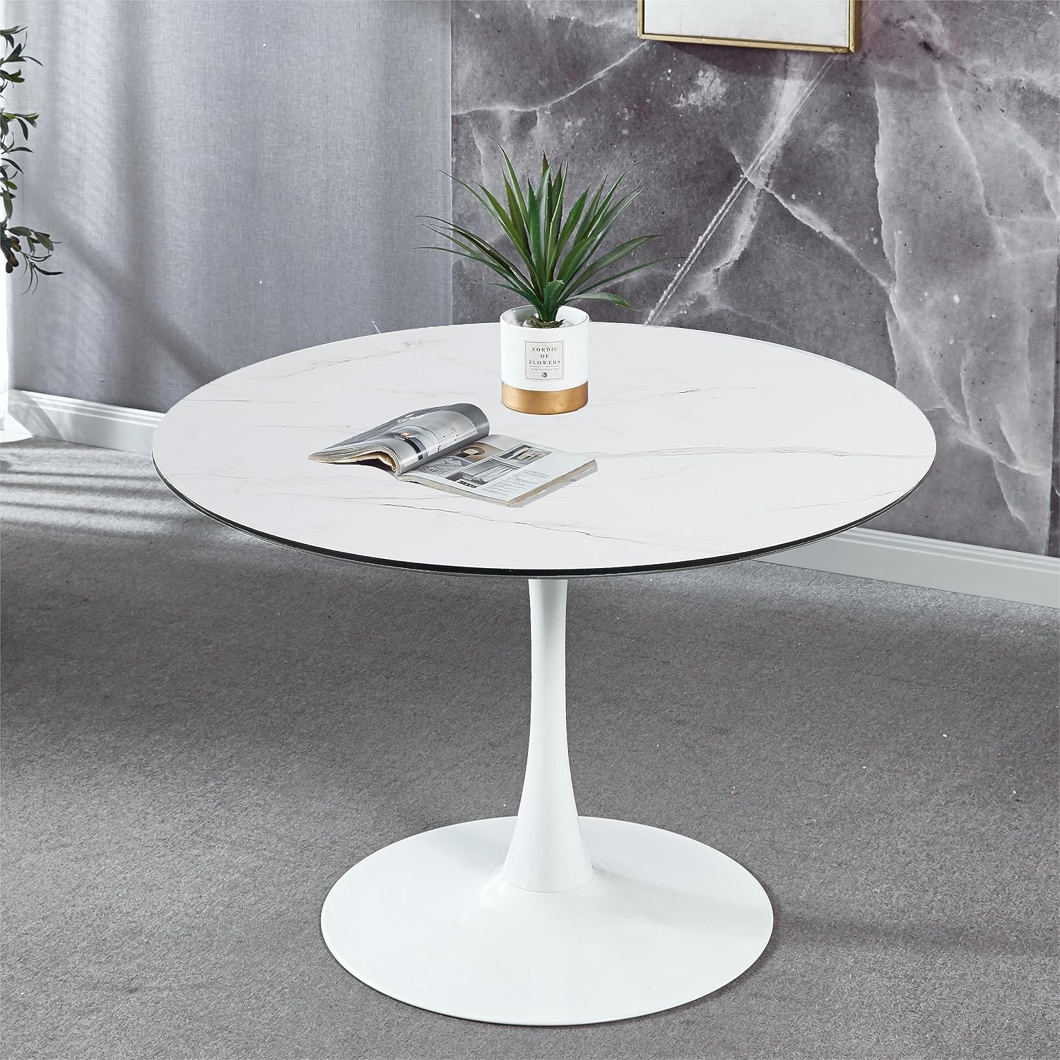 Mesa Redonda Blanca Metálica 80x72cm BP-2236 Selecto