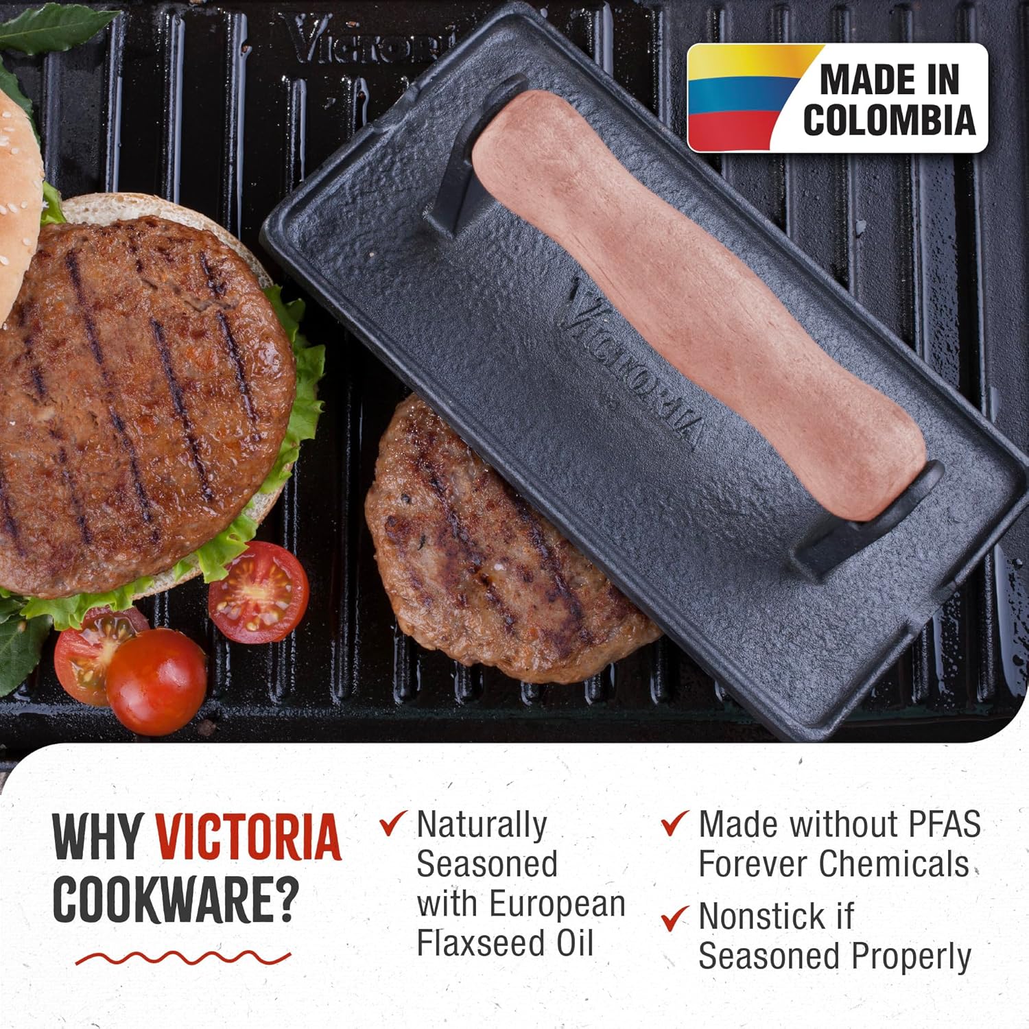 Prensa de Hamburguesa de Hierro Fundido Victoria 620