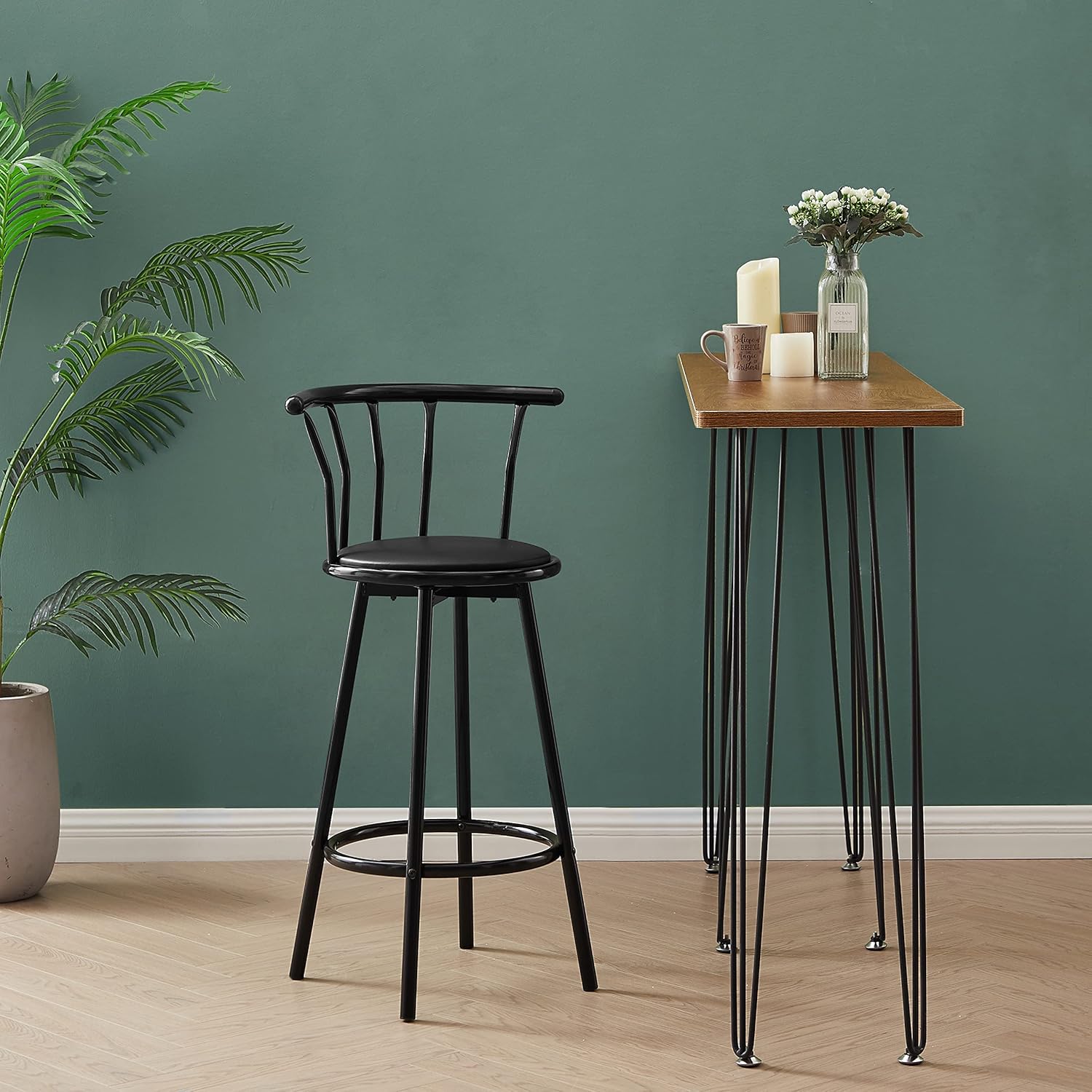 Silla para Bar Giratoria Negra 52x94x38cm FSK5528