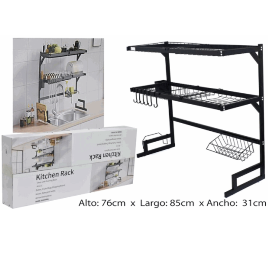 Escurridor de Platos Metal Negro Sobre Fregador KC-30691
