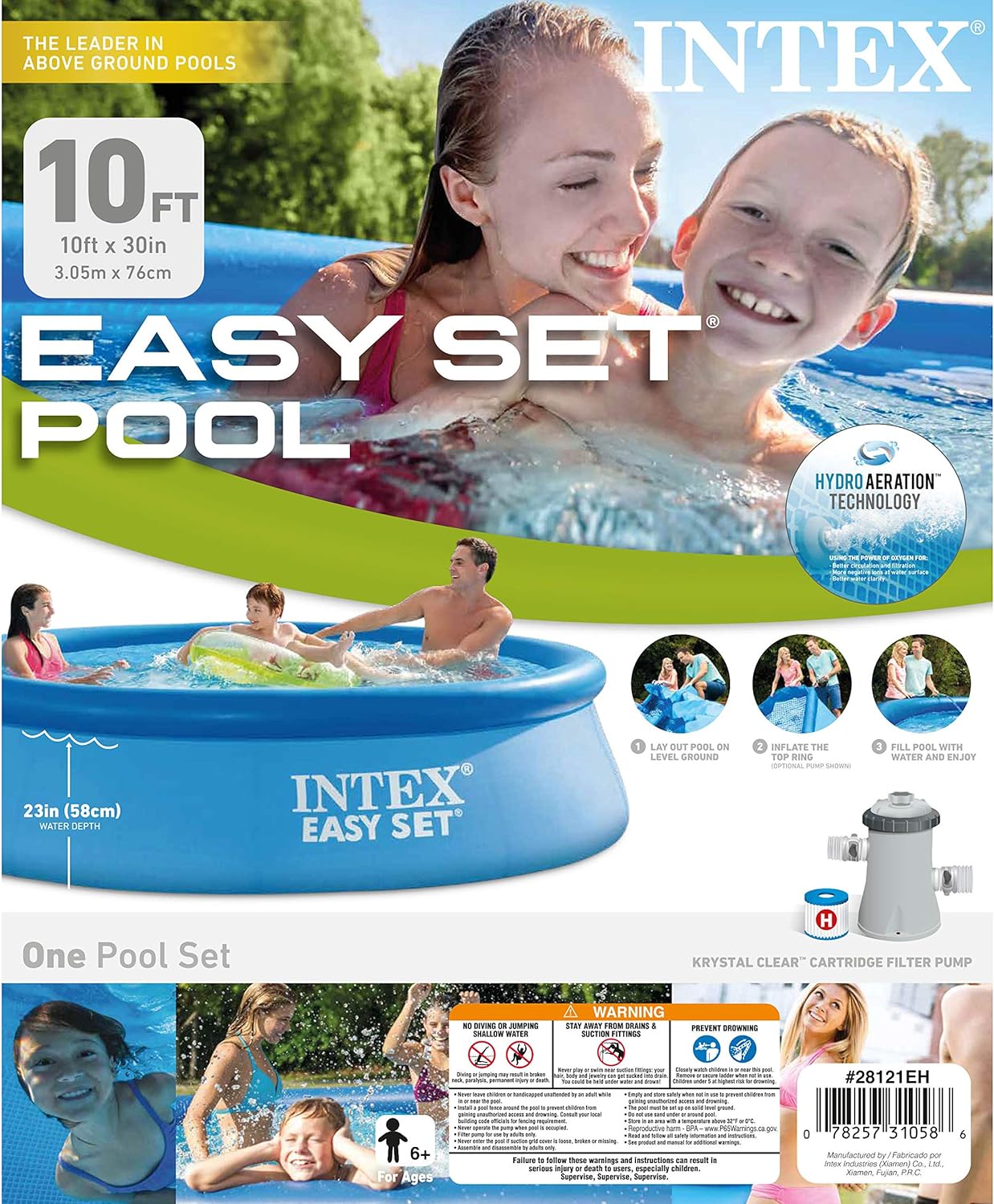 Piscina Inflable Easy Set 10pies x 30plg Set con Bomba de Filtro de Cartucho Intex 28121 INTEX