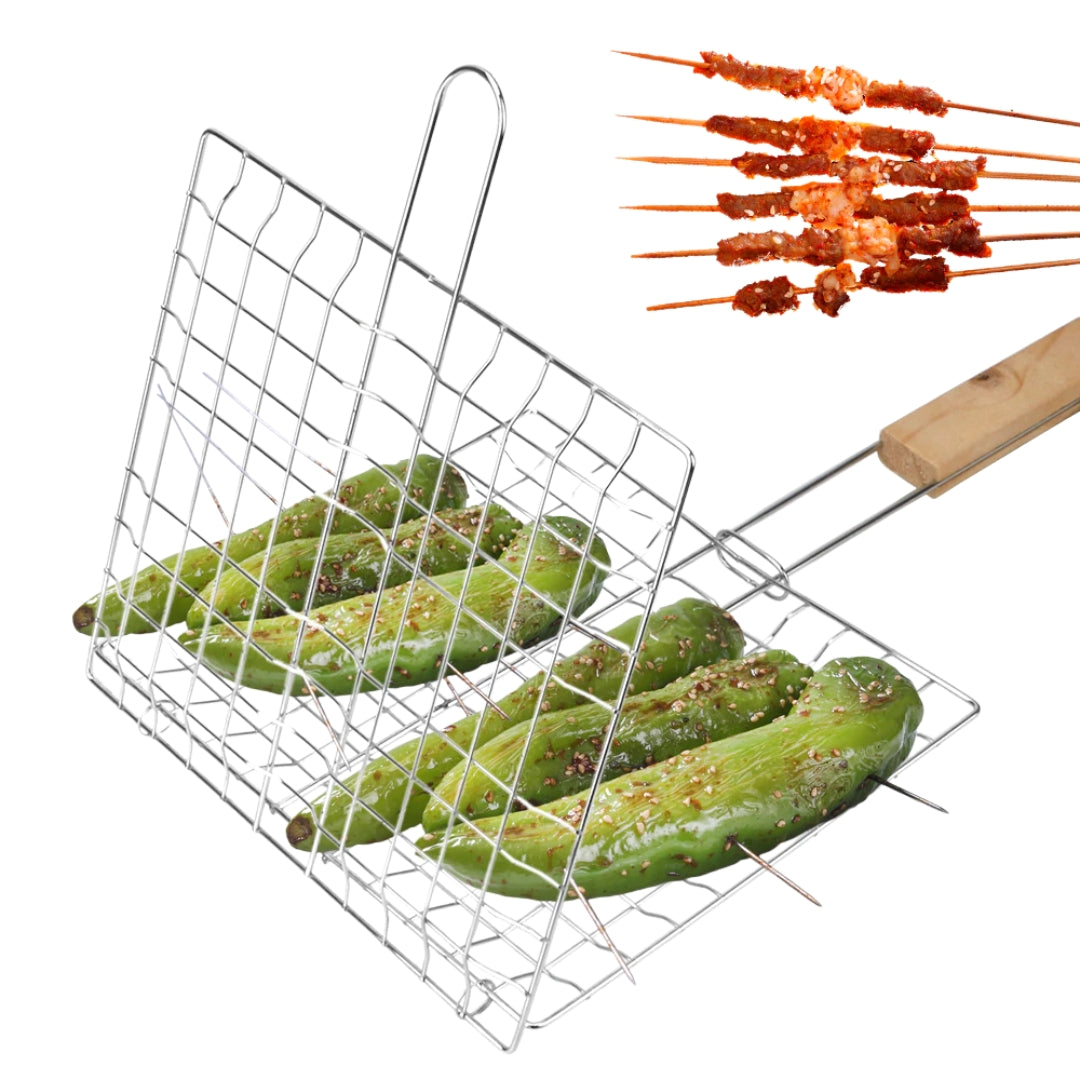 Rejilla con Mango de Acero Inox. para Barbacoa 32x25cm