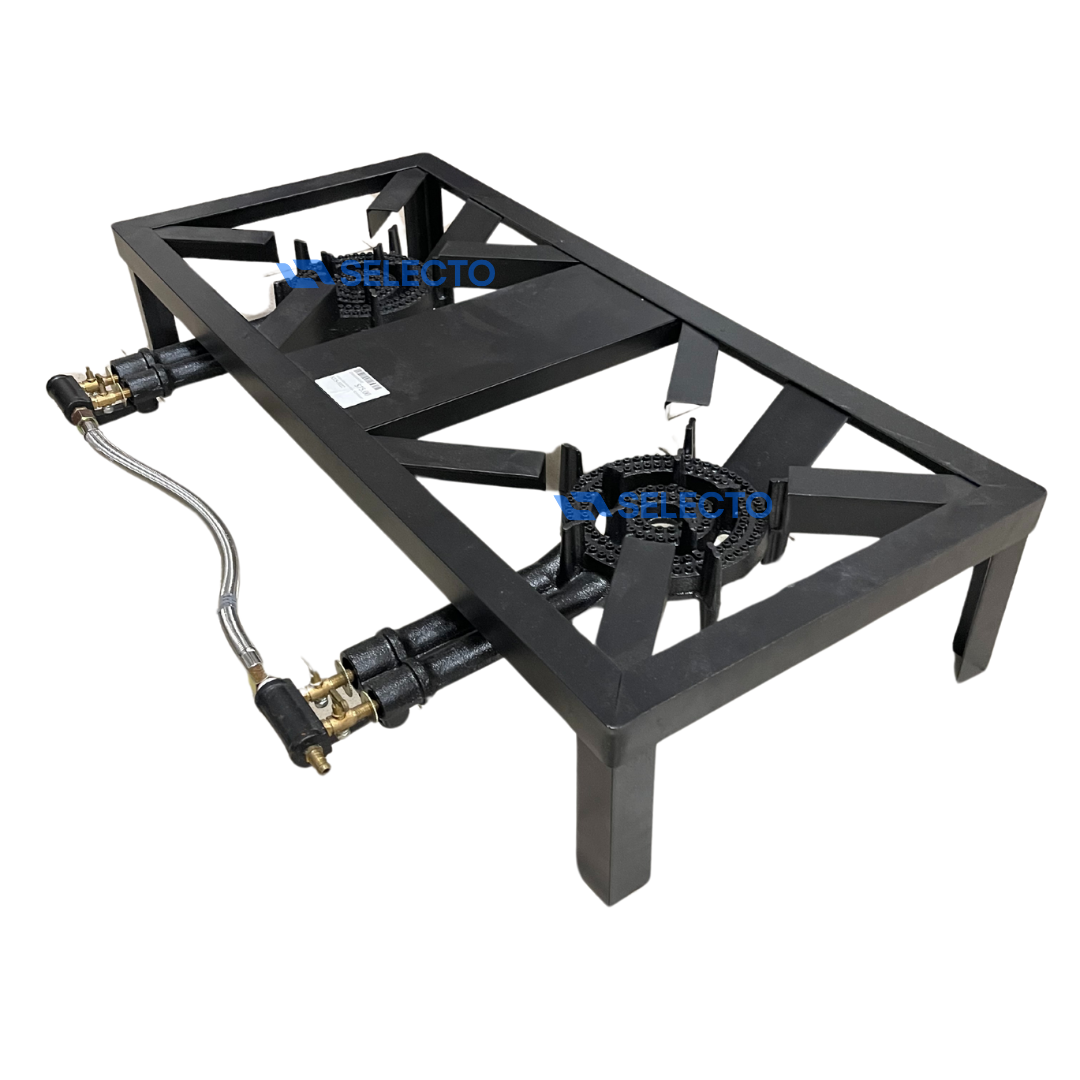 Estufa de Hierro para Mesa de 2 Quemadores con 2 Llaves KLS-5022 Estufa. Selecto