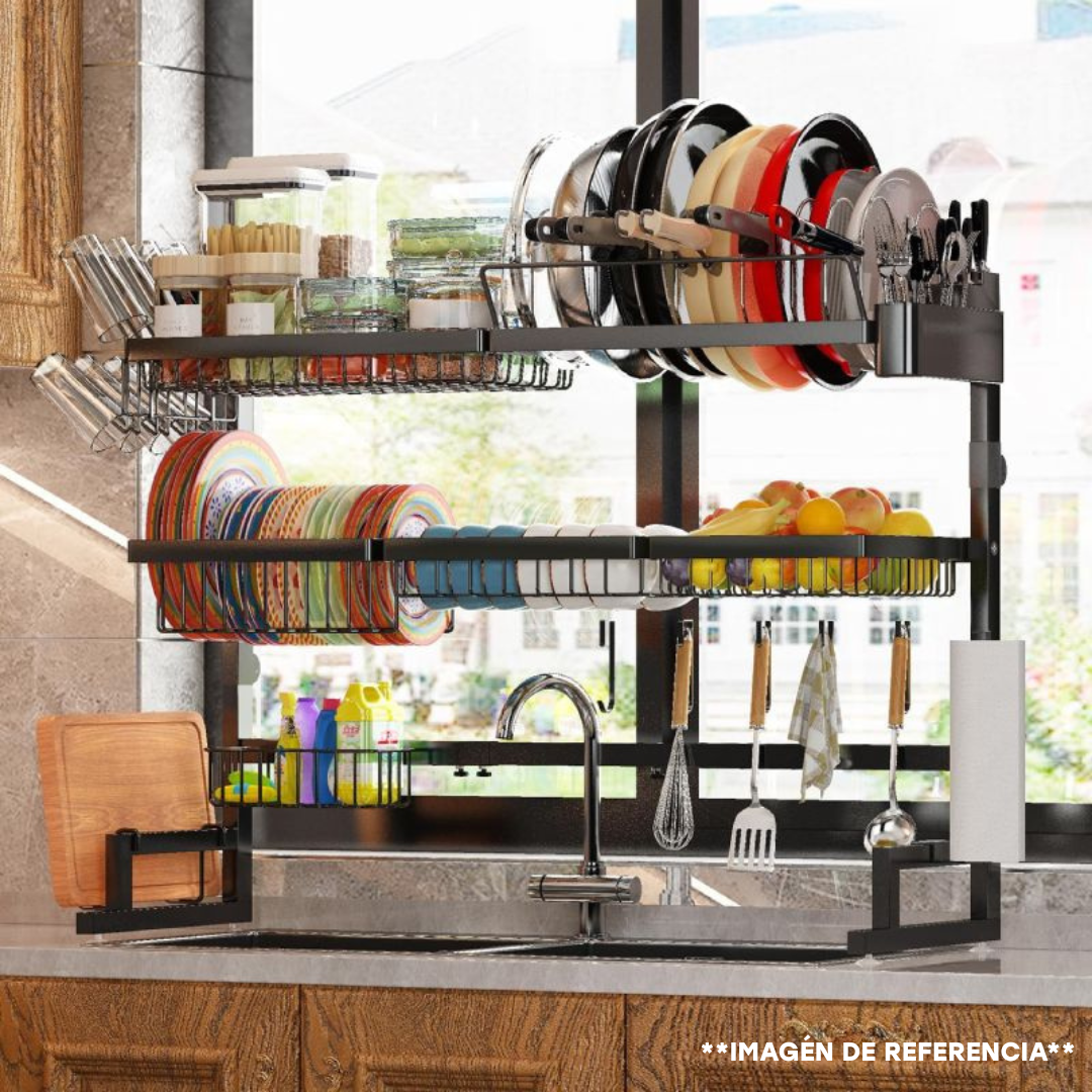 Escurridor de Platos Metal Negro Sobre Fregador KC-30691