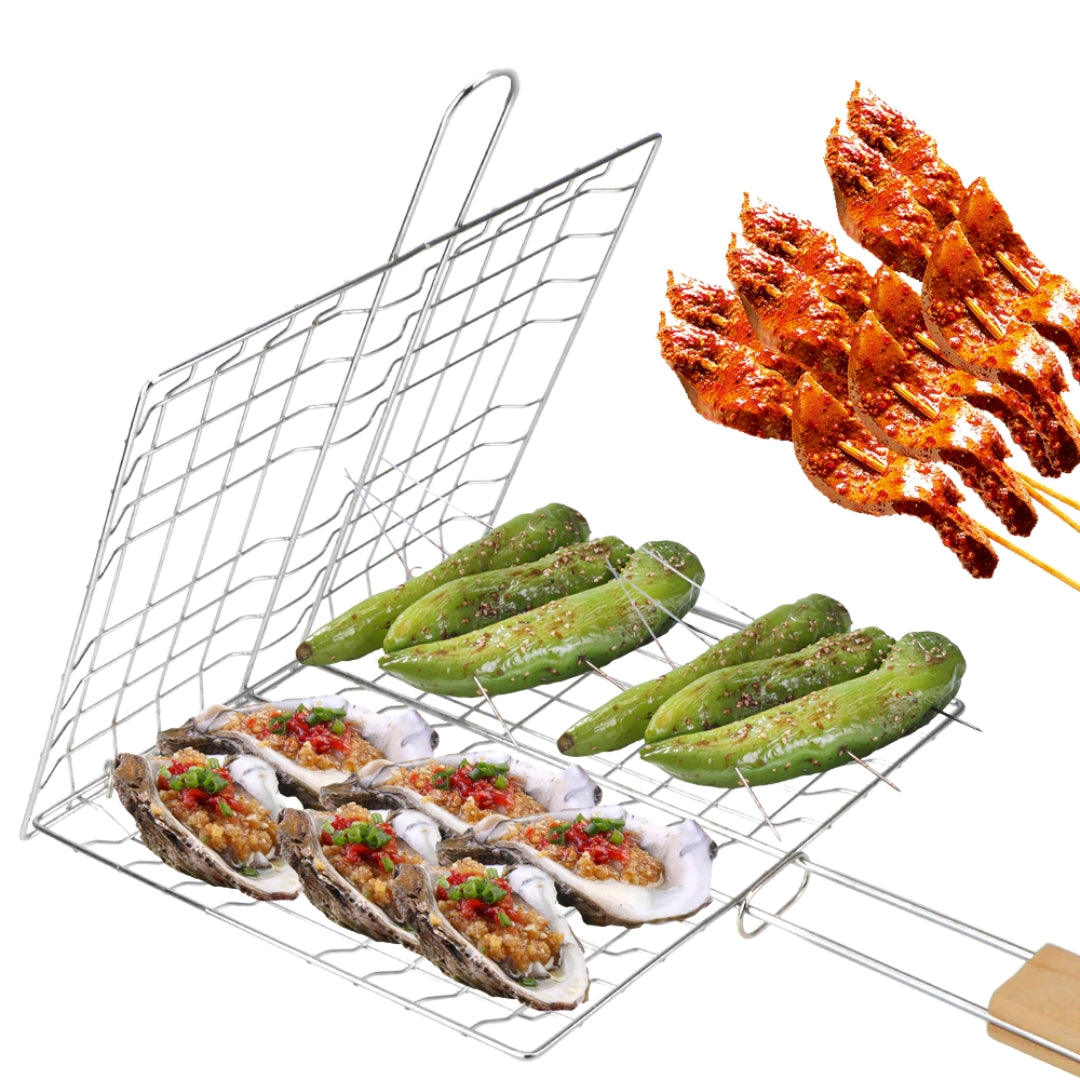 Rejilla con Mango de Acero Inox. para Barbacoa 32x25cm Selecto Panama