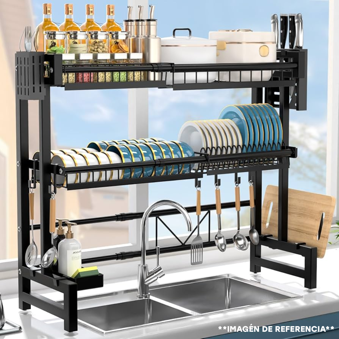 Escurridor de Platos Metal Negro Sobre Fregador KC-30691