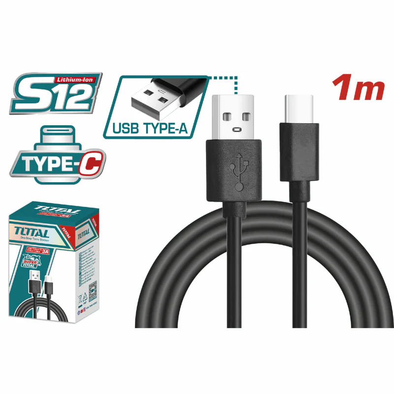 Cable USB Tipo A A Tipo C Longitud. 1M. Ideal Para Dispositivos. TOTAL TIUCC01