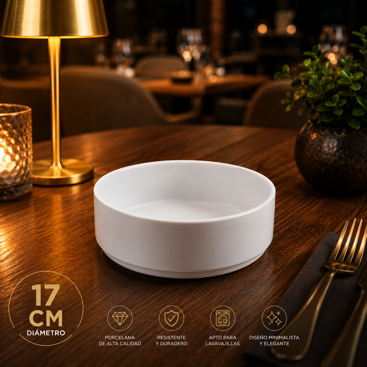 Plato Bowl Tazón Hondo de Porcelana Blanco 17cm – Calidad Profesional para Restaurantes y Hoteles | 726-TR2330W