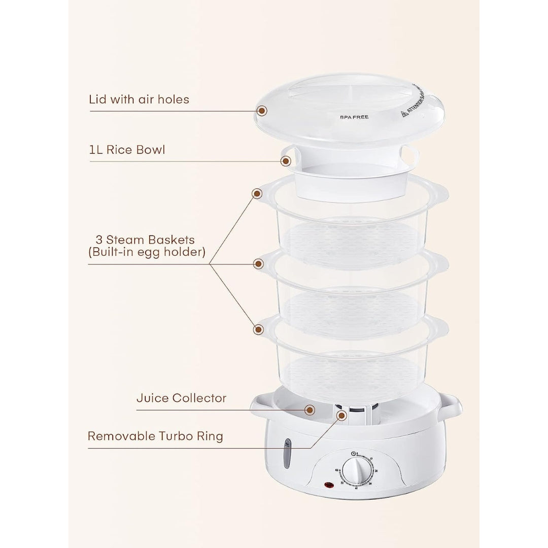 Vaporera Eléctrica de 3 Niveles 9.0 Litros IU-ST109L Universal Royal