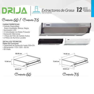 Extractor de Grasa Compacta 76 Black Drija