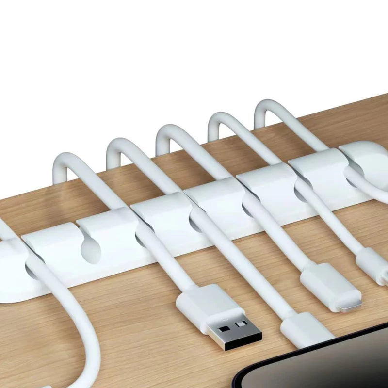 Organizador Para Cables Soporte Separado De 7 Ranuras. Color Blanco. Para Cables Cargador Telefono Celular Autoadesivo AB286 Selecto