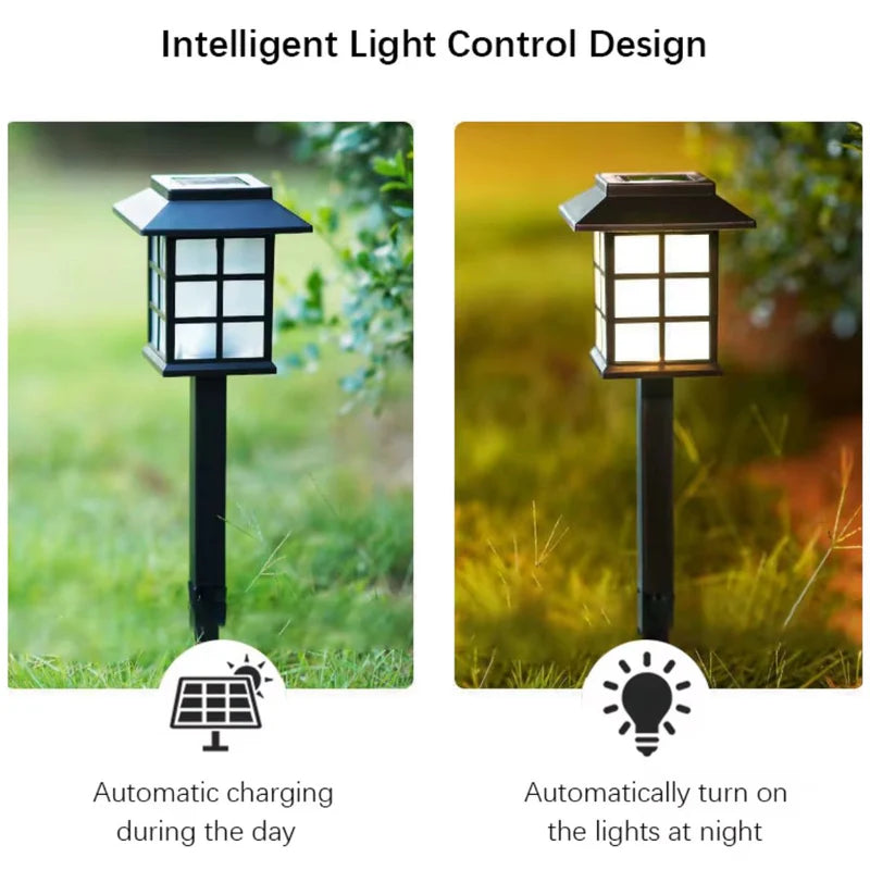 Foco Lampara Solar Para Césped Tipo Estaca LED. (SE VENDE EN PARES) Lampara Negra Con Panel Solar Integrado. Para Jardín. (Luz Cálida) AB348 Selecto