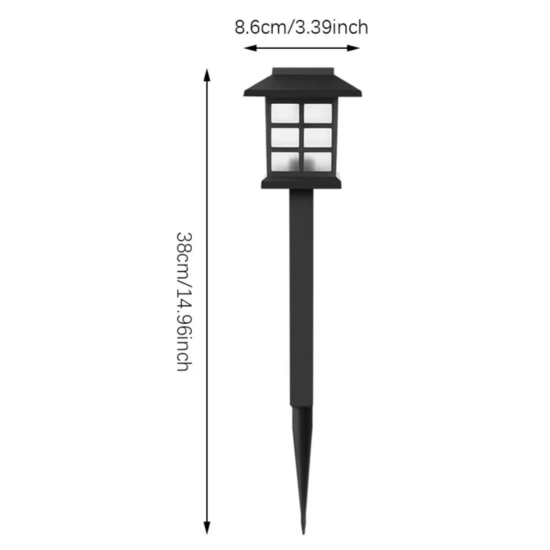 Foco Lampara Solar Para Césped Tipo Estaca LED. (SE VENDE EN PARES) Lampara Negra Con Panel Solar Integrado. Para Jardín. (Luz Cálida) AB348 Selecto