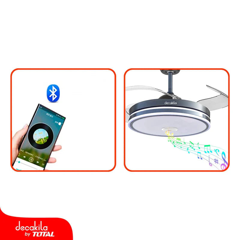 Abanico De Techo Con Lámpara 3 En 1 Y Bocina Bluetooth Decakila KUFC049B DECAKILA
