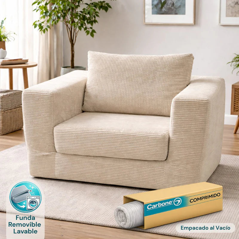 Sofá Empacado Al Vacio Memory Foam De Alta Densidad 124X84x70cm Color Off-White 06 KX-04 Selecto