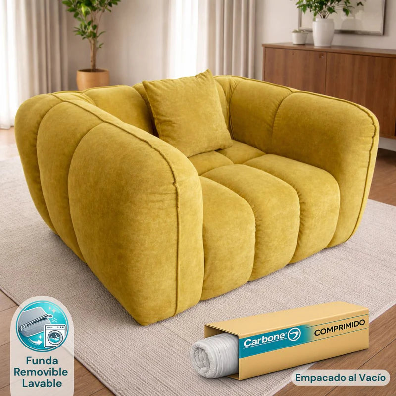 Sofá Empacado Al Vacio Memory Foam De Alta Densidad 118X98x70cm Color Yellow 14 KX-07 Selecto