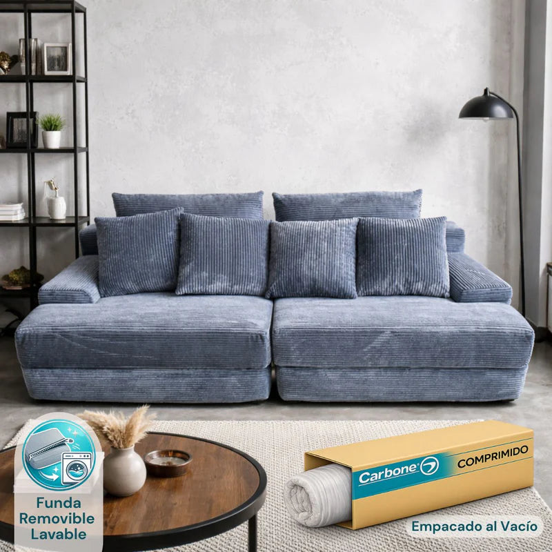 Sofá Empacado Al Vacio Memory Foam De Alta Densidad 200X100x72cm Color Blue Gray 23 KX-10 Selecto