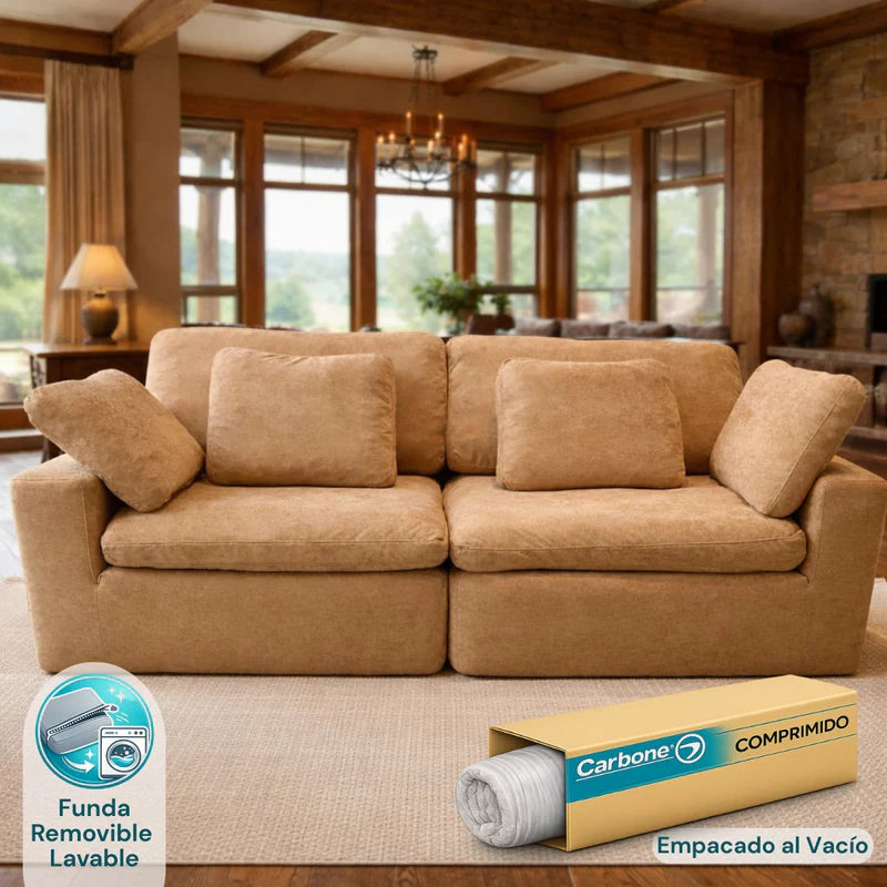 Sofá Empacado Al Vacio Memory Foam De Alta Densidad 201X100x70cm Color Khaki Brown 13 KX-11 Selecto