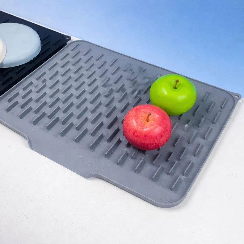Tapete De Silicona Para Fregadero Escurridor De Platos Antideslizante Con Drenaje Automático Resistente Al Calor Color Gris (58X45x1cm) LT781